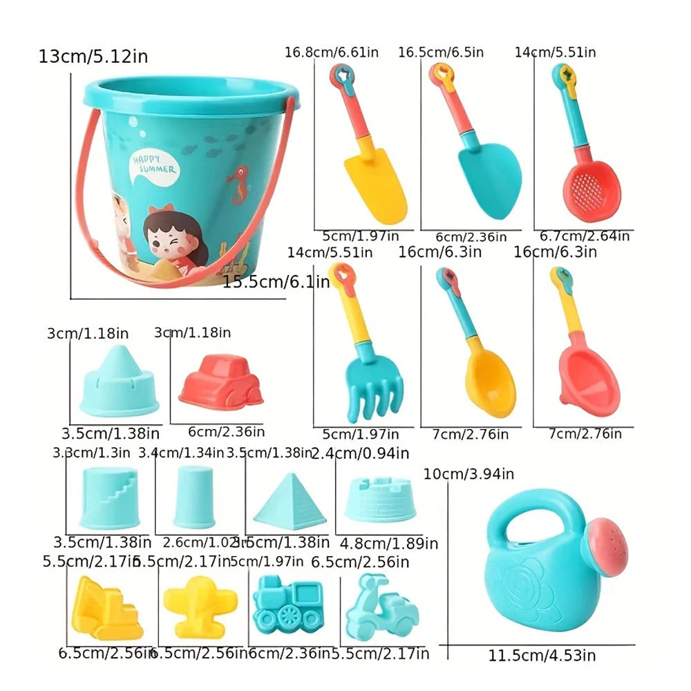 18PCS Beach Sand Toy Set, Durable Plastic, Summer Pool Beach Game Set, Outdoor Sand Play Tools For Boys And Girls, Great Holiday Craft-Box